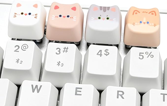 Artisan Keycaps, 4 Keys Cute Cat Custom Cover Caps for MX Mechanical Keyboard, Resin Handmade 1U Replacement for Esc Del Arrow Keys (Pink Cat Set)