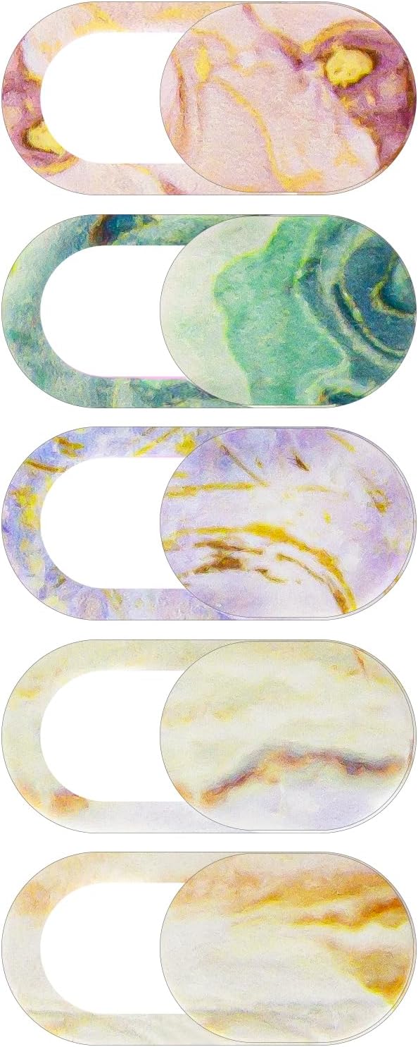 TENOC Webcam Cover, Camera Privacy Cover Slide for Laptop/Cell Phone/iPad/PC/Tablet, Protect Your Privacy and Security, 5 Pcs, Marble