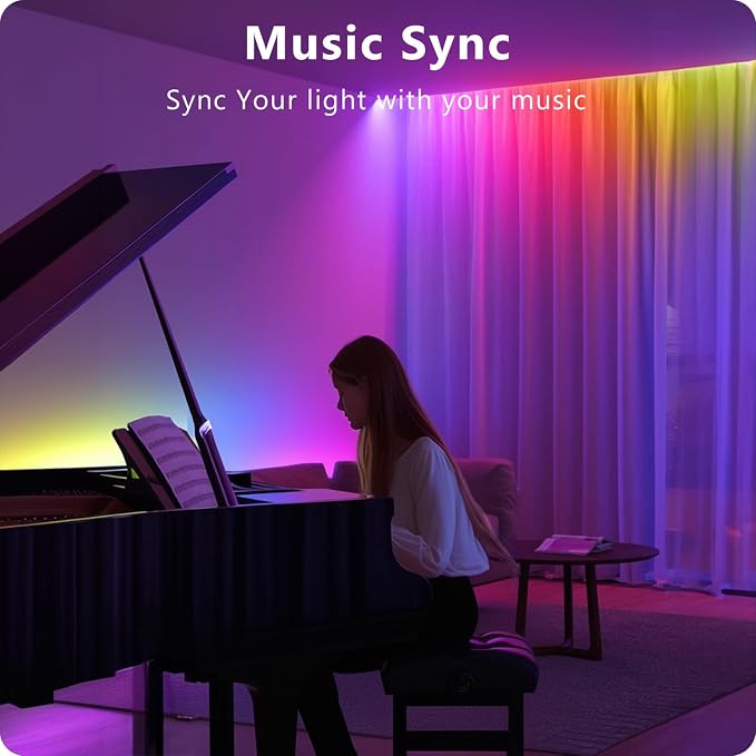 DAYBETTER LED Lights for Bedroom 132ft (2 Rolls of 65.6ft), Music Sync Color Changing Strip Lights with Remote, 24V Power Supply, Classroom Lighting, Room Decor for Teen Girls Boys Birthday Gifts