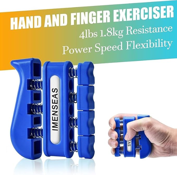 Grip Strength Trainer 7 Pack Adjustable Hand Gripper, Finger Stretcher Resistance Extensor Bands, Finger Exerciser, Grip Strength Ring & Stress Ball, Hand Grip Strengthener
