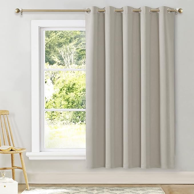 NICETOWN Room Darkening Curtains for Bedroom, Natural Thermal Insulated Drapes 72 inches Long for Office, Loft, Guestroom (1 Panel, 70" Wide per Panel)