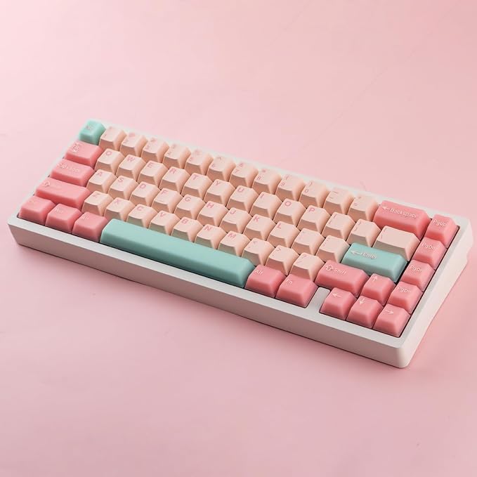 Tsungup Pink Translucent Custom Keycaps,163 Keys Double Shot PBT Keycaps,Cherry Profile Key Caps Keyboard Keycap Set for Cherry MX Switches Mechanical Keyboard(Pink)