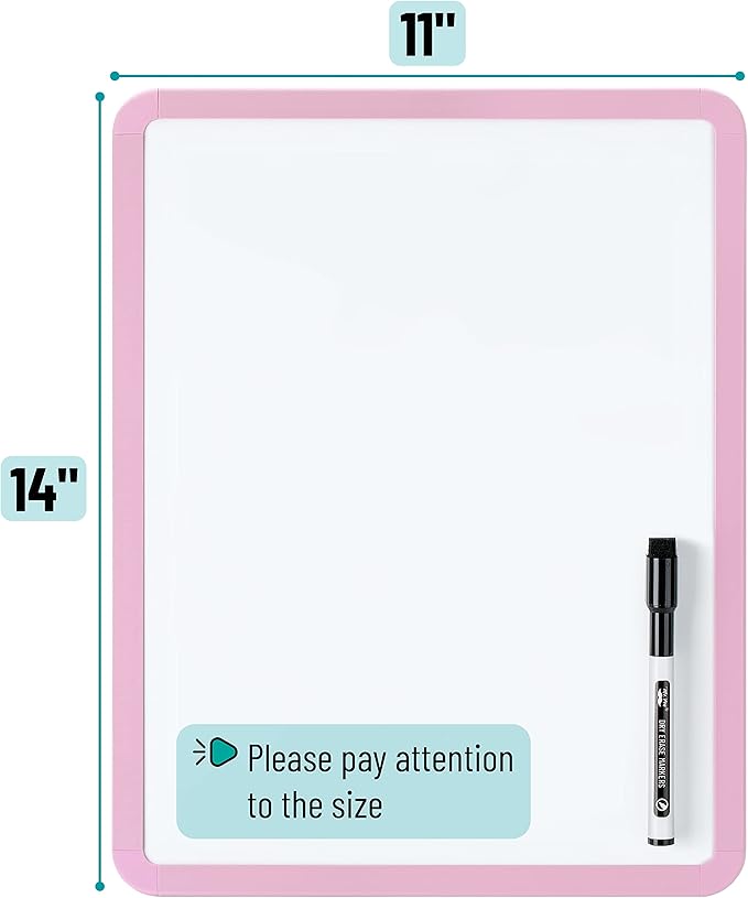 Mr. Pen- Dry Erase Board, 14” x 11” with a Black Dry Erase Marker, Small Mini White Board for Students
