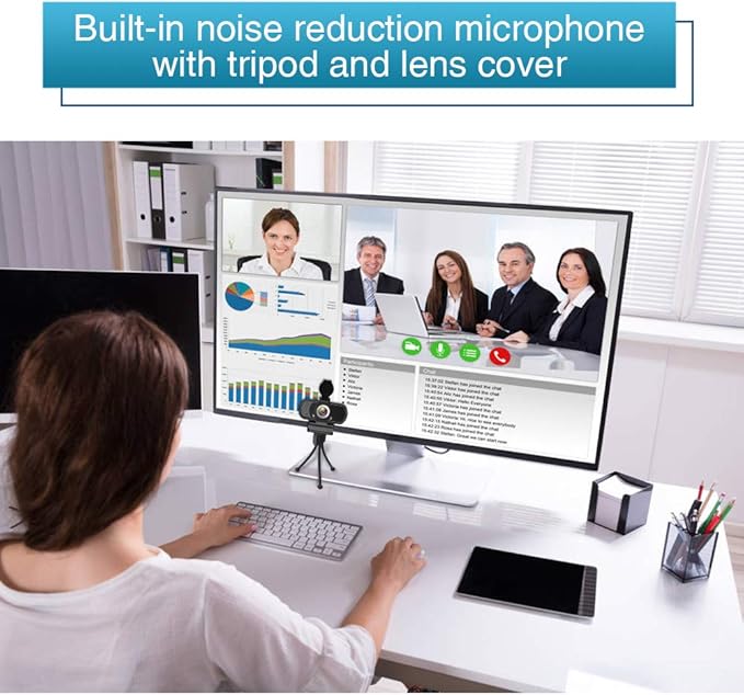 1080P Webcam with Microphone, HD Web Camera with Tripod Stand, Auto Light Correction, Privacy Cover, 110° FOV, Plug&Play Computer USB Camera for Zoom/Teams/Facetime/YouTube/Google Meet/Switch