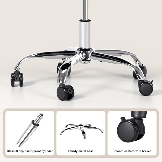 Frassie Mobile Gaming Office Footrest Stool Under Desk Multi-use Height Adjustable Rolling Foot Stool Rest Ottoman (Silver)