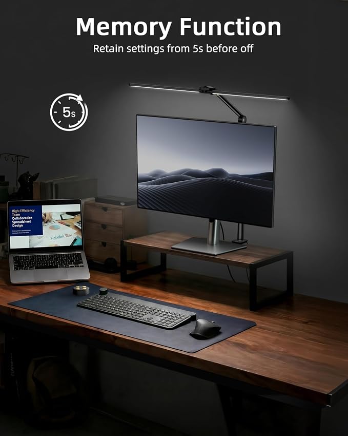 LED Desk Lamp for Home Office, Sensor Switch, 270° Rotatable & Extendable Aluminum Alloy Arm Desk Light, 24W Dimmable 3 Color Modes Eye-Caring Dual Lamp Head Monitor Reading Study Task