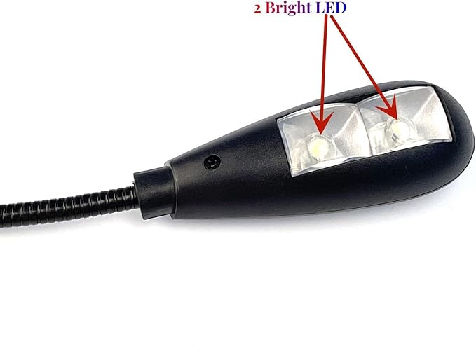 LED USB Reading Lamp Light with 2-Brightness Dimmable Setting, Flexible Gooseneck USB Light for Notebook Laptop Keyboard, Powerbank(On/Off Switch, 1 Black+1 Mini USB Light)