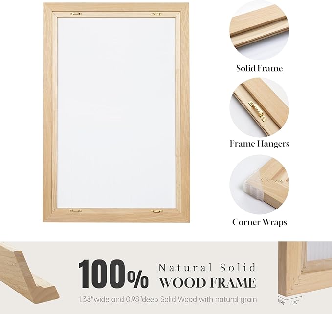 Framed Neutral Abstract Wall Art Set of 3, Modern Black and White Beige Canvas Prints Paintings Artwork for Walls, Minimalist Pictures for Bedroom, Living Room, Dining Room Wall Decor 16x24 In