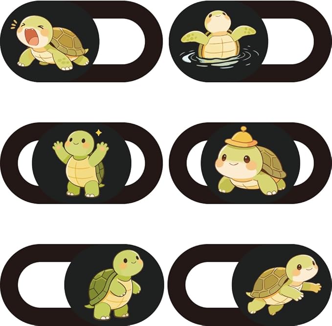 6Pcs 6 Styles Turtle Camera Cover Slide Cute Privacy Guard Accessories, 0.04 Inch Ultra Thin Webcam Cover Protector Blocker for Laptop Desktop Computer Tablet Notebook Mini PC Office Use