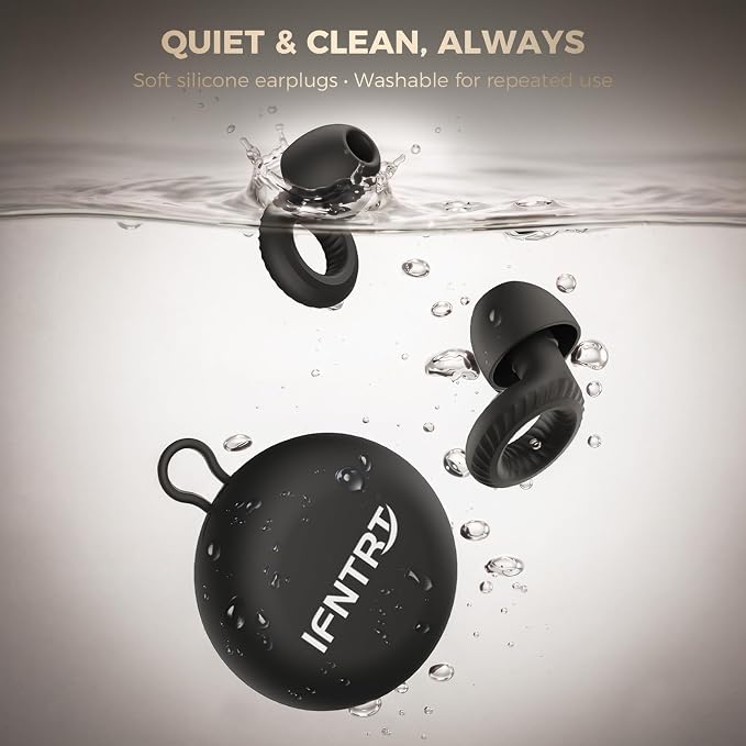 Black 28dB Sleep Ear Plugs for Side Sleepers – Soft Silicone Reusable Washable Earplugs – Noise Reduction for Snoring, Travel & Focus – 4 Sizes