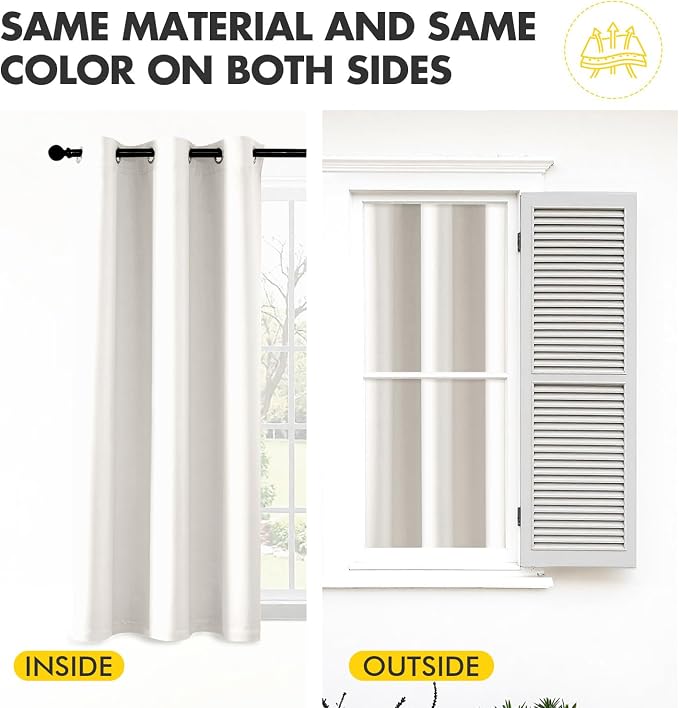 MIULEE Blackout Curtains for Bedroom Living Room 2 Panels, Thermal Insulated Room Darkening Drapes Grommet Noise Reducing Light Blocking Window Treatments 72 Inches Long 40x72 Inch Ivory