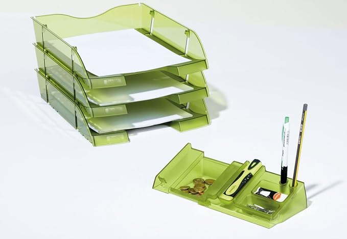 helit H6253930 – Pet Greenlogic Stationery Makeup Organizer with Smartphone Tray – Blue/Clear