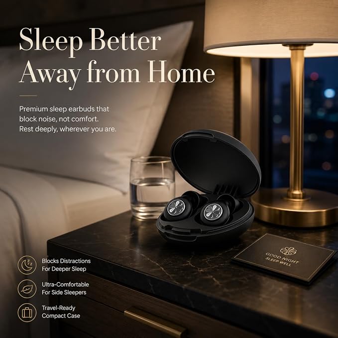45dB Ear Plugs for Sleeping, Soft Silicone for Side Sleepers, 4 Sizes | Reusable soft silicone with XS/S/M/L sizes for side sleepers, concerts, flights and hotels; carrying case included.