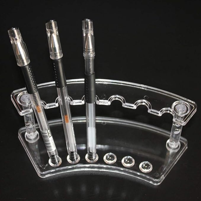Clear Plastic Pen Holder Display Stand - 4 Pack, 6-Slot Organizer for Home Office & Store Use