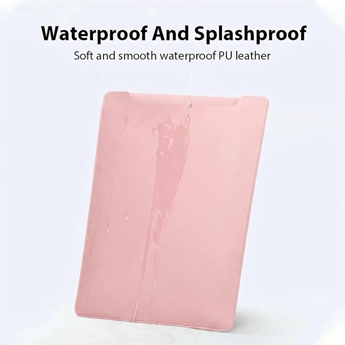 MacBook Air 14 inch Sleeve, PU Leather Laptop Sleeve Case Compatible with MacBook Air M5 M4 M3 M2 M1/MacBook Pro 13/MacBook Neo A18 2018-2026,Slim Protective Computer Sleeve Bag for Women, Pink