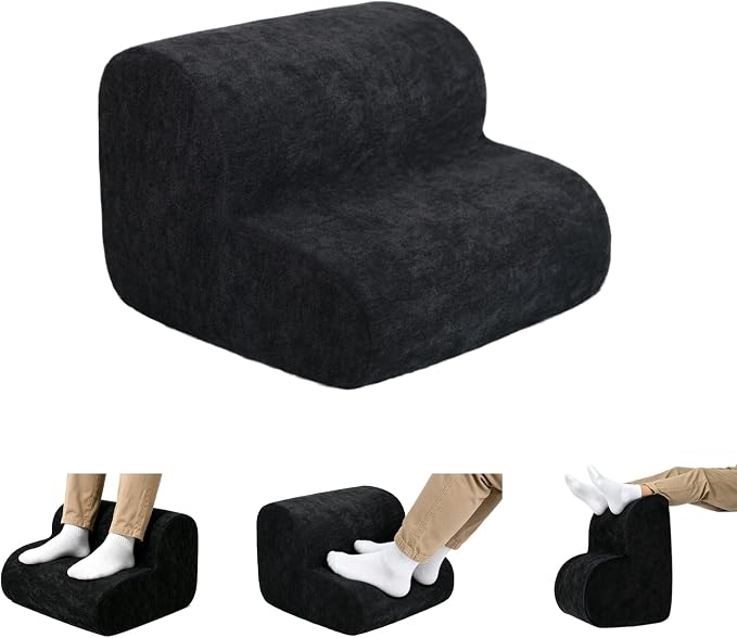 Foot Rest for Under Desk at Work,Ergonomic 2-Height Sponge Foot Stool for Office, Home,Sofa & Gaming Chair, Desk Accessories Footrest Cushion to Support Legs,Relax Ankles & Relieve Pain(A-Black)