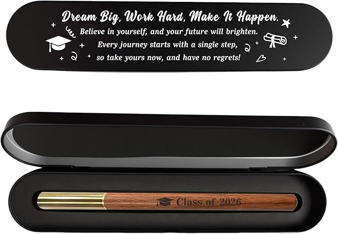 Class of 2026 Engraved Wooden Gel Pen, Graduation Gift Pen with Black Box | Inspirational Graduation Gifts for High School & College Graduates, Meaningful 2026 Commencement Keepsake for Him and Her