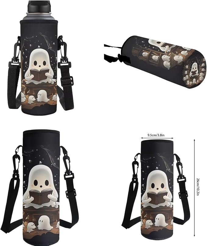 Ystardream Cute Ghost Backpack with Lunch Box Elementary School Bags for Girls 7-10 Primary Middle School Book Bag with Pencil Case Water Bottle Sleeve for Kids Child Daypack Rucksack,Lightweight