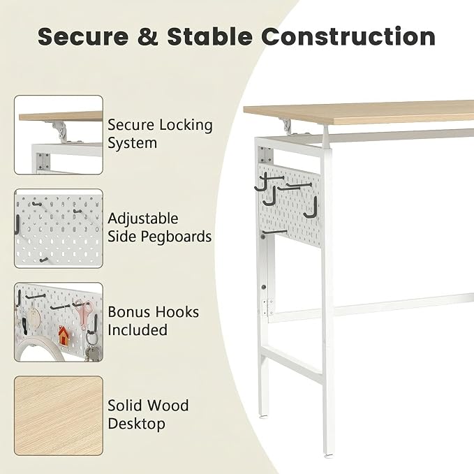 Hadulcet Folding Desk 40" Foldable Desk with Removable Pegboards | Easy Assembly Home Office Desk for Small Spaces, Study, and Apartment Living, Oak