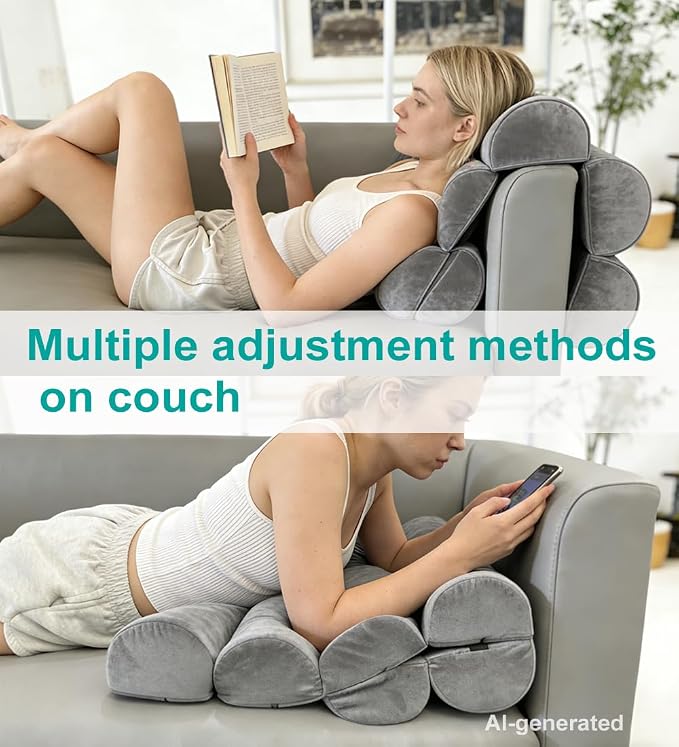 Lumbar Support Pillow for Office Chair,Computer/Desk Chair/Couch,Sitting on Bed,Back Support Adjustable for Chair,Patented 6-fold semicircular Back Cushion (Short Velvet Cover)