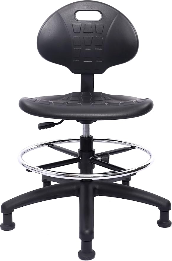 ESD Anti Static Ergonomic Polyurethane Chair Adjustable Height Heavy Duty Easy to Clean for Research, Laboratory and Cleanroom (Glides, Medium Stool)
