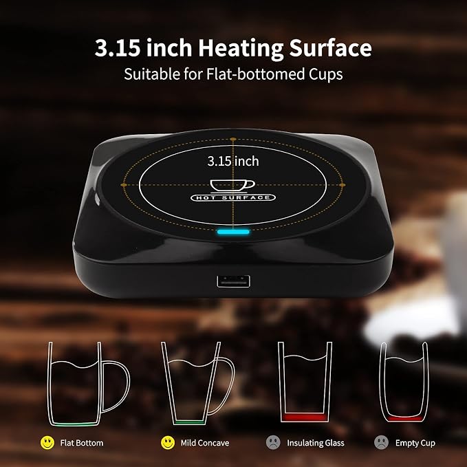 Coffee Mug Warmer, Smart USB Coffee Cup Warmer with Pressure-Induced Auto On/Off, Coffee Accessories for Home Office Desk