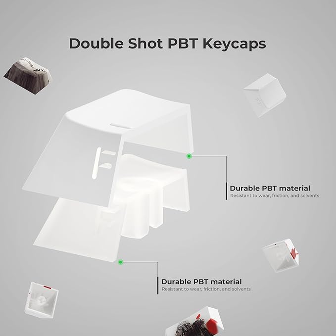 XVX PBT Keycaps, Custom Keyboard Keycaps 60 75 100 Percent, Shine Through Cherry Profile Keyboard Caps, Doubleshot Side Print Dye Sub Keycap Set (Plum Blossom)