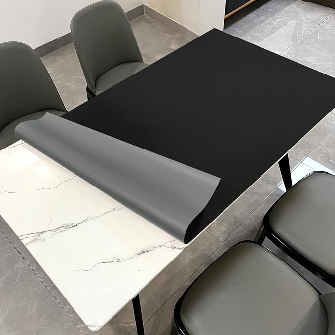 Faux Leather Table Cover,1.8mm Thick,36x48 Inch Table Protector,Table Protector for Dining Room Table,Table Pads for Dining Room Table.(Black+Gray,36x48)