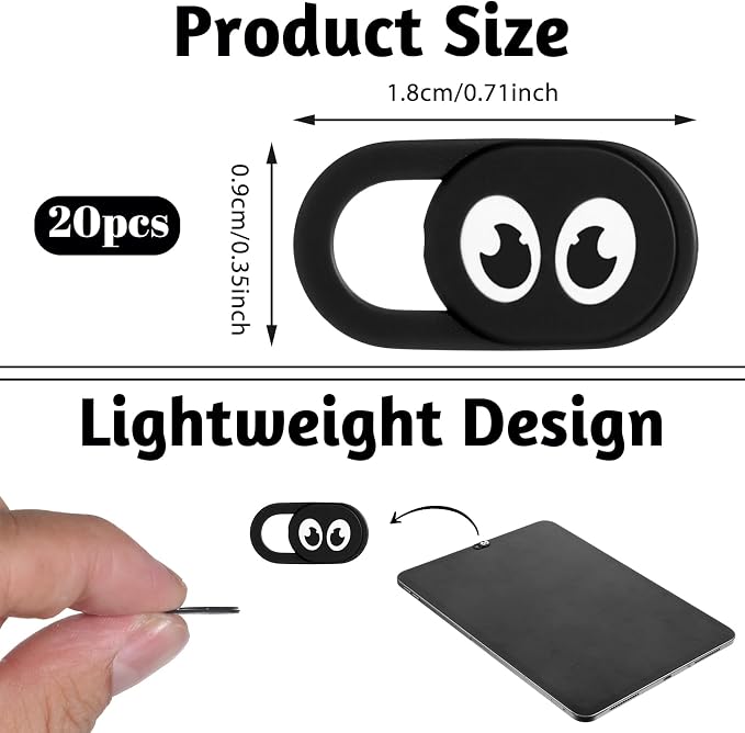 20 Pcs Webcam Cover Slide, Ultra Thin Laptop Camera Cover Universal Web CameraCover Webcam Cameras Blocker Slider for Laptop Computer Smartphone Tablet Privacy Security