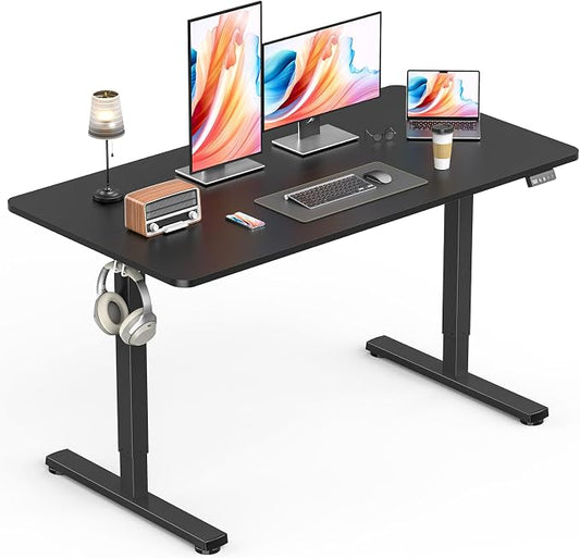 Electric Standing Desk, Gaming Desk, 48 x 24 Inch, Black | Height Adjustable Computer Desk with Smart Controller, Sit and Stand Up Table for Home, Office, Work, Study, Writing
