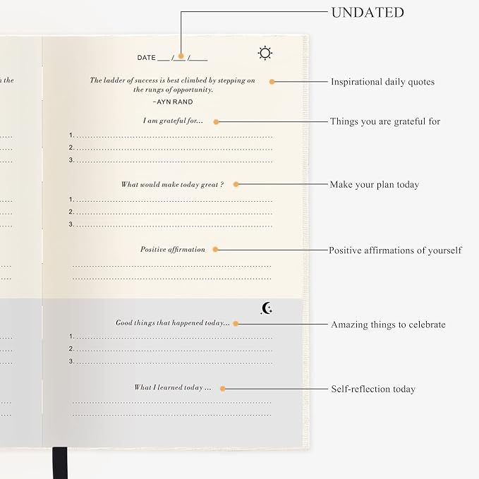 The Gratitude Journal for More Happiness, Optimism, Affirmation & Reflection - An Effective Manifestation Guide Journal, Undated Daily Journals for Women & Men (Beige)