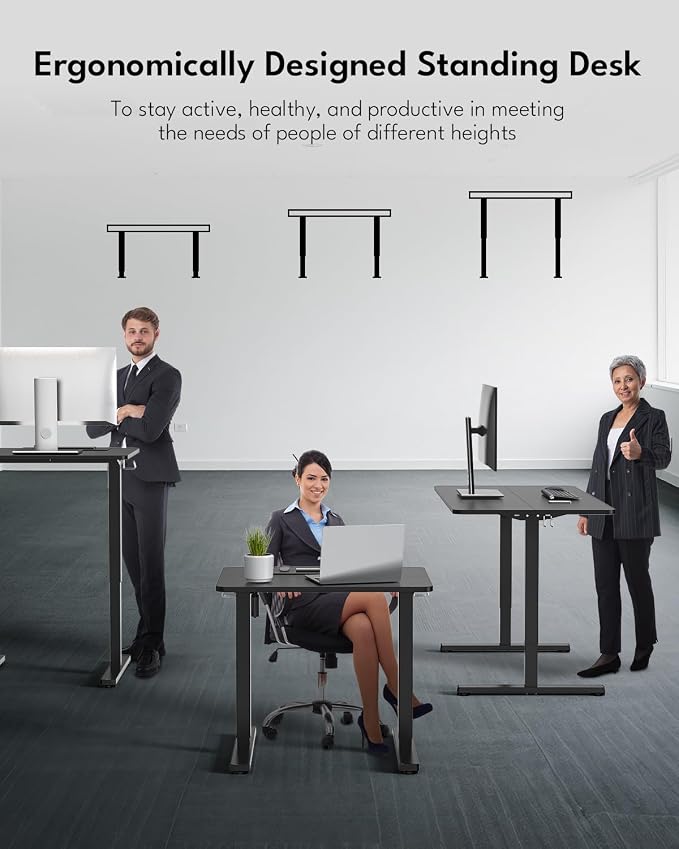 Small Electric Standing Desk, Gaming Desk, 31.5x24 Inch, Black | Height Adjustable Computer Desk with Smart Controller, Sit and Stand Up Table for Home, Office, Work, Study, Writing