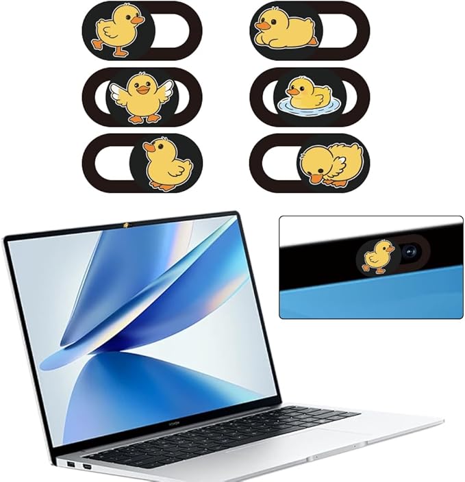 6Pcs 6 Styles Duck Cute Laptop Camera Cover Privacy Guard Accessories, 0.04 Inch Ultra Thin Webcam Cover Slide Protector Blocker for Desktop Computer Tablet Notebook Mini PC Office Use