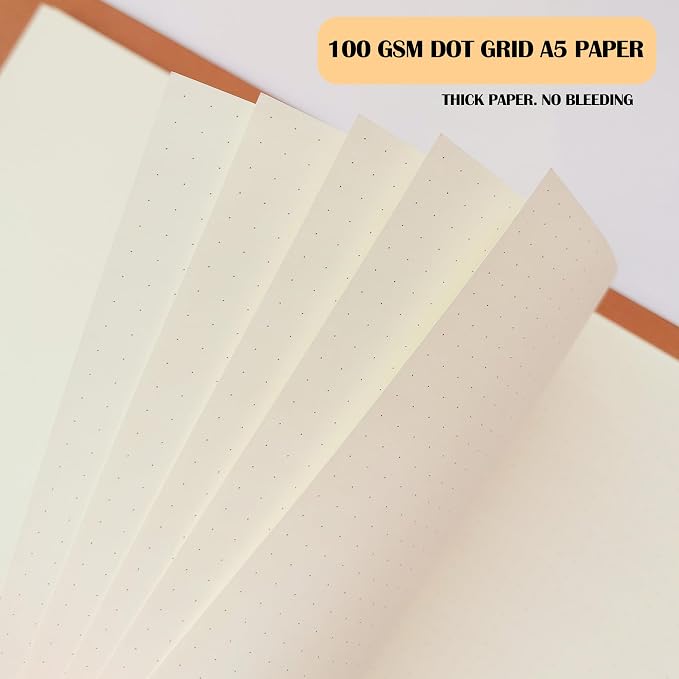 A5 Dot Grid Filler Paper, 6-Hole Punched, 100GSM Dotted Loose-Leaf Paper and Planner Inserts for Planners, Meeting Notes, and Bullet Journals,80 Sheets/160 Pages