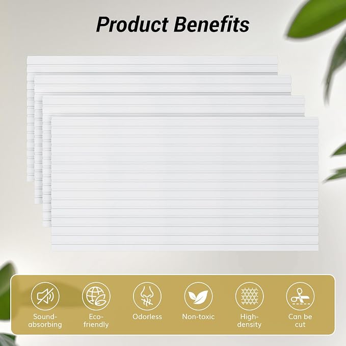 TONOR Dual-Layer Thickened Acoustic Wall Panels Self Adhesive, 12 Pack 47.2"x23.6"x0.72" High Density Large Sound Proof Panels for Walls, Peel and Stick Wall Panels for Interior Wall Décor, White