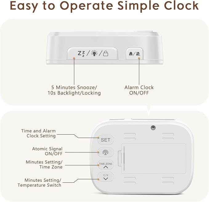 Geevon Travel Alarm Clock Battery Operated with Temp & 10s Backlight | 3 Inch LCD Display Clock, Portable with Snooze, Perfect for Home Office Kitchen Bedroom Outdoor, Nice Gift for Any Occasion