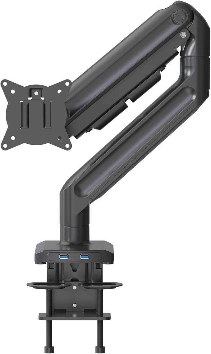 Redragon GMK916 Ultrawide Monitor Mount with USB - Gas Spring Adjustable Arms with VESA 75/100mm, 15-49 Inch Screen Compatibility, C Clamp & Grommet Base, Cable Management, 44lbs Load Capacity
