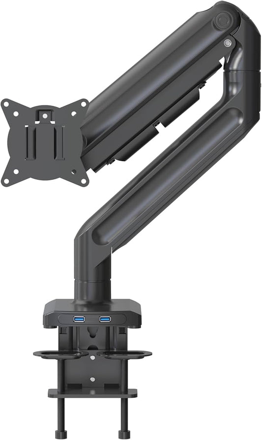 Redragon GMK916 Ultrawide Monitor Mount with USB - Gas Spring Adjustable Arms with VESA 75/100mm, 15-49 Inch Screen Compatibility, C Clamp & Grommet Base, Cable Management, 44lbs Load Capacity