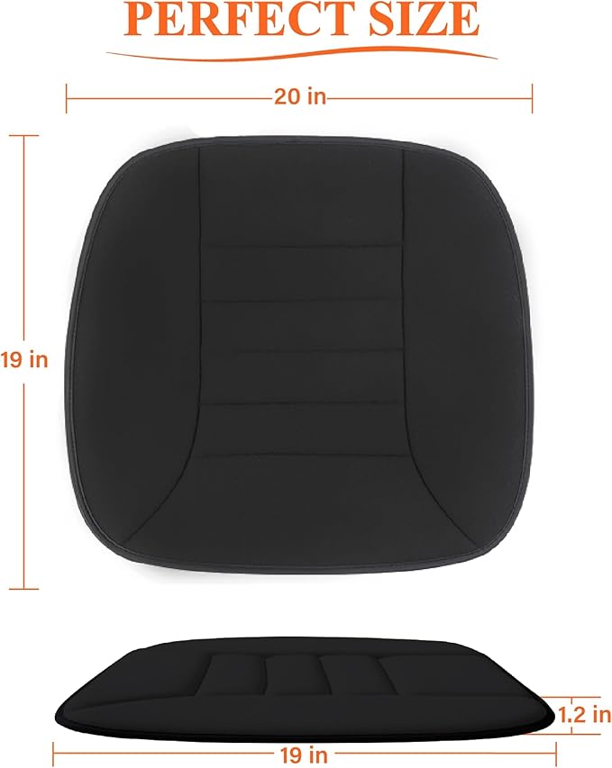 kingphenix Memory Foam Car Seat Cushion for Driver and Office Chair Comfort | 1.2-Inch-Thick Memory Foam Seat Pad, Soft, Breathable Fabric, Non-Slip Silicone Bottom for Long Drives and Office Use, Black