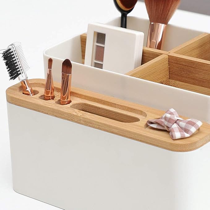 Desktop Storage Box Pencil Pen Holder Makeup Brushes Organizer for Office Supplies, Vanity Table, Home