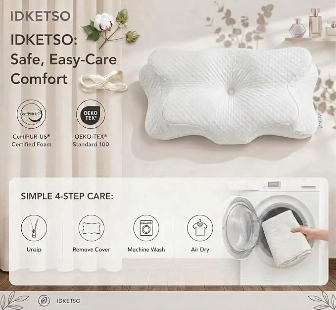 Memory Foam Pillow for Kids,Cervical Butterfly Kids Pillow,Ergonomic Memory Foam Neck Support Pillow for Side Back Stomach Sleepers,Soft Breathable Children Pillow Ages 3-12 Boys Girls