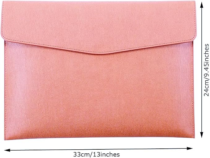 PU Leather A4 File Folder Document Holder Waterproof Portfolio Envelope Folder Case with Snap Closure Pink