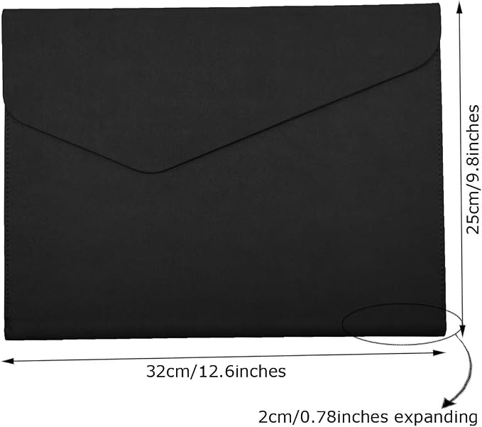 PU Leather A4 File Folder Document Holder Waterproof Portfolio Envelope Folder Case with Invisible Magnetic Closure 2 Packs (Black, A4-2Packs)