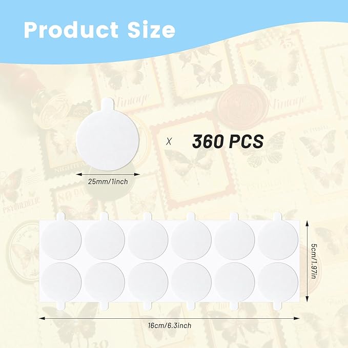 360 PCS Double Sided Adhesive Wax Seal Stickers Removable Sticky Tack Putty (1 inch) for Wax Sealing Stickers, for DIY Art, Craft, Home Decorative Tape