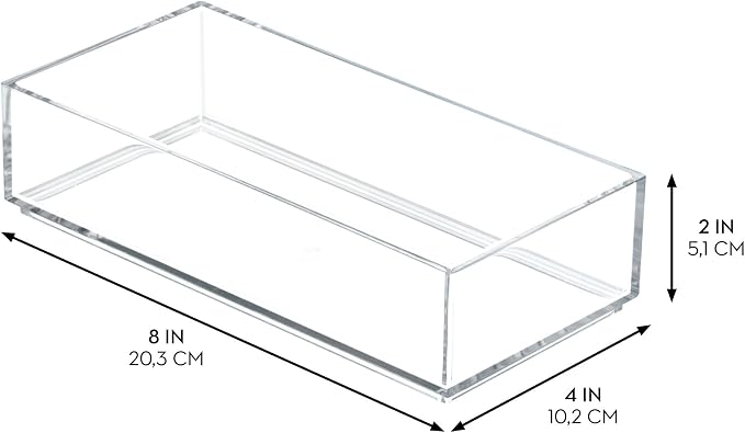 iDesign Stackable Makeup Drawer Organizer, Set of 3, Clear | Vanity Organizer, Desk Organizer