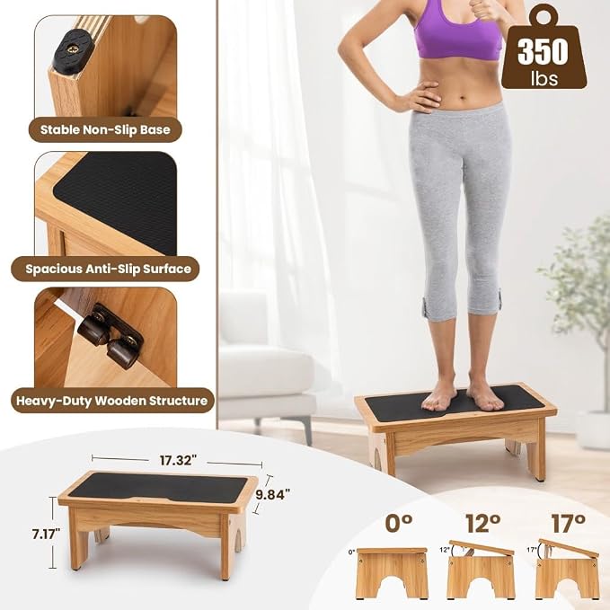 StrongTek Adjustable Foot Rest for Under Desk, 3-Level Adjust Incline, 7" Step Stool for Kids Adults, Ergonomic Foot Stool Relieves Swelling, One Step Stool with Non-Slip Surface for Home and Office | Wide Platform, Adjustable, Stable Leg Support, Flat...