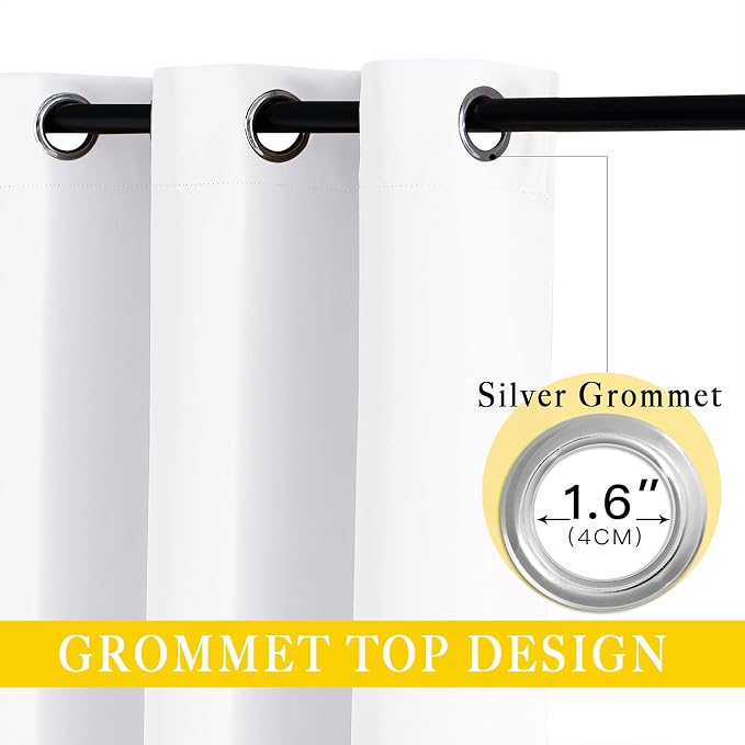 NICETOWN Sliding Door Curtain Window Treatment, Energy Smart Thermal Insulated Extra Wide Solid Blackout Curtains/Drapes for Patio Door (1 Panel, Pure White, W80 x L95)