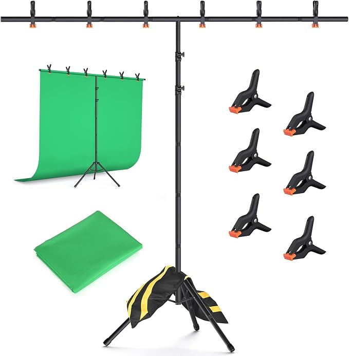 Forlogic Green Screen Backdrop Kit with Stand, 8x7.2ft Portable GreenScreen Background Stand for Streaming Video and Photography Shoots