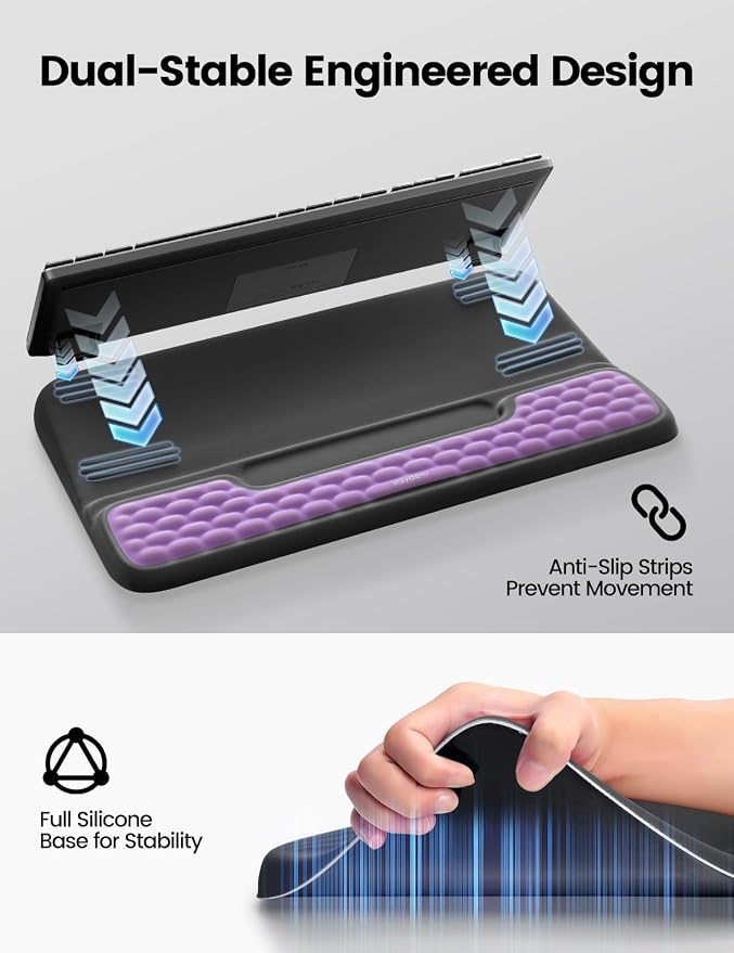 Vaydeer Keyboard Stand and Mouse Pad Set with Wrist Rest, Computer Wrist Support Pad, Soft Memory Foam Desk Cushion, Ergonomic Keyboard Riser Holder Lift with Wrist Support for Office, Gaming, Red