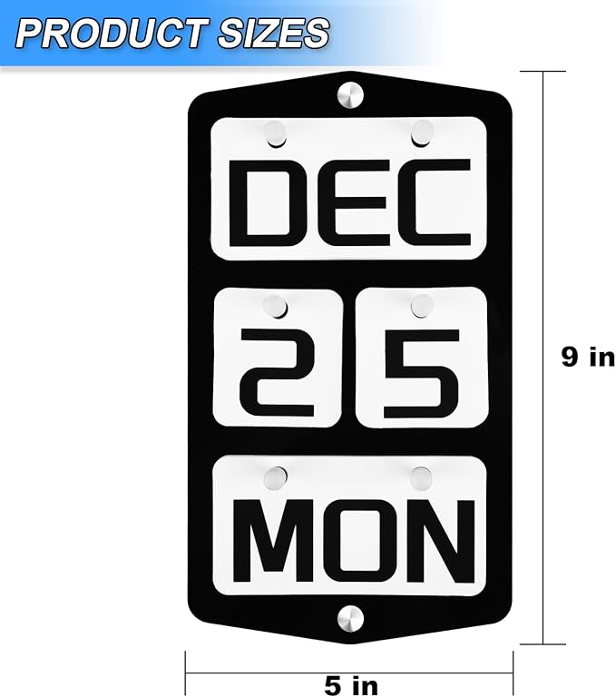 Wall Mount Acrylic Calendar, Perpetual 2026 Daily Display Calendar, Reusable Yearly Wall Standing Calendars with Wall Hook for Home Office Decor Accessories (Black)